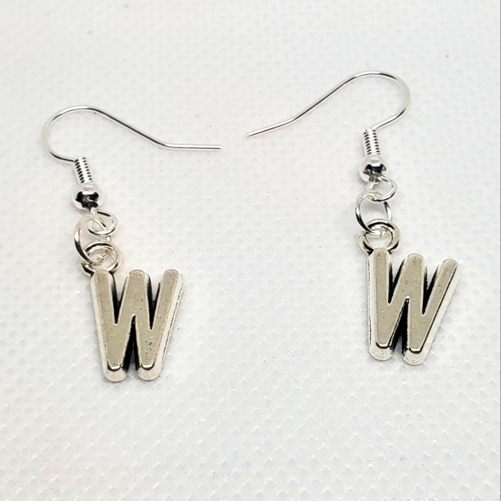 7/$10 W Initial Earrings, NEW